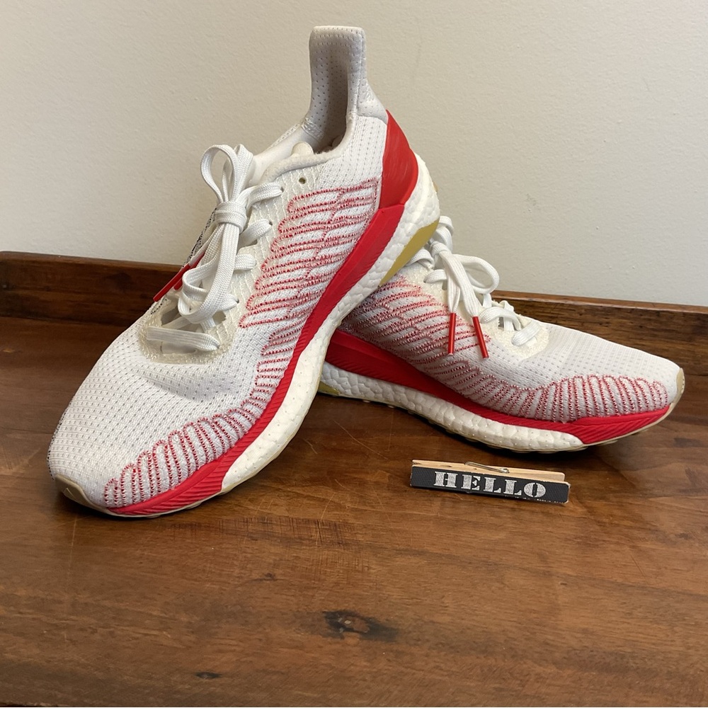 Adidas EG2362 Solar Boost 19 White Tech Indigo Scarlet Men’s 7 USA Red Blue RWB